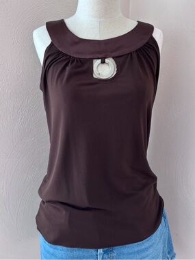 Vintage Y2K Halter Tank Top with Silver Ring Detail